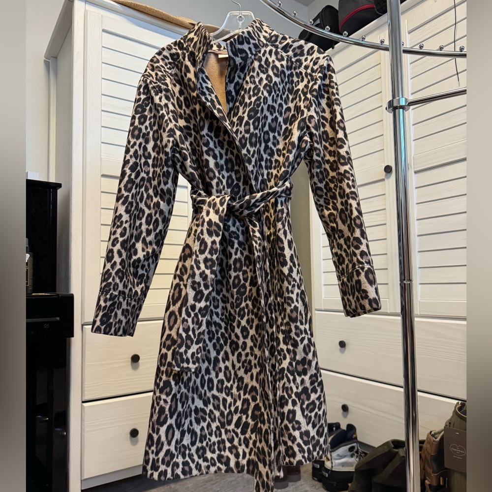 Like New! Leopard Print Coat. Size L